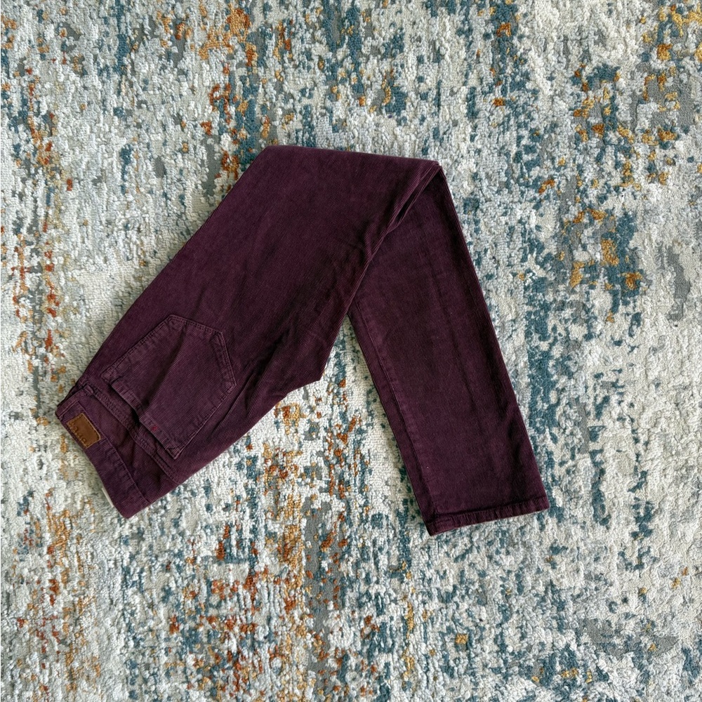 BDG Women's Deep Burgundy Corduroy Cotton Ankle Cigarette Pants, 26, 98% Cotton